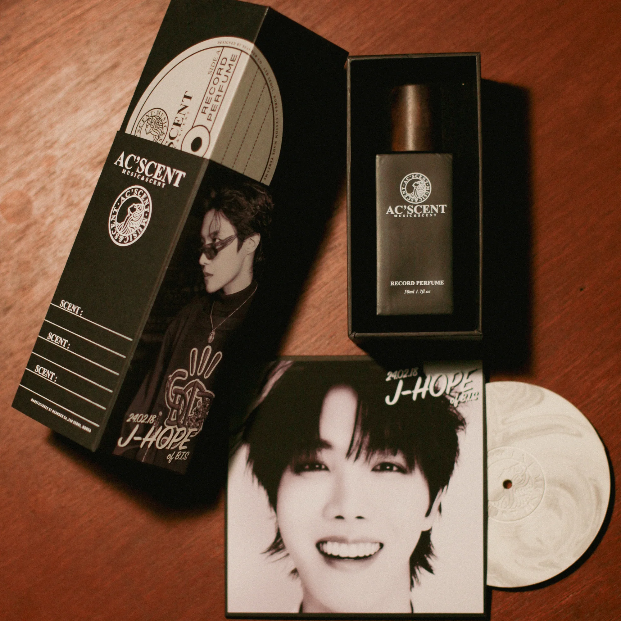 팬덤 향 굿즈 — 향수·레코드 디퓨저·키링 제작물